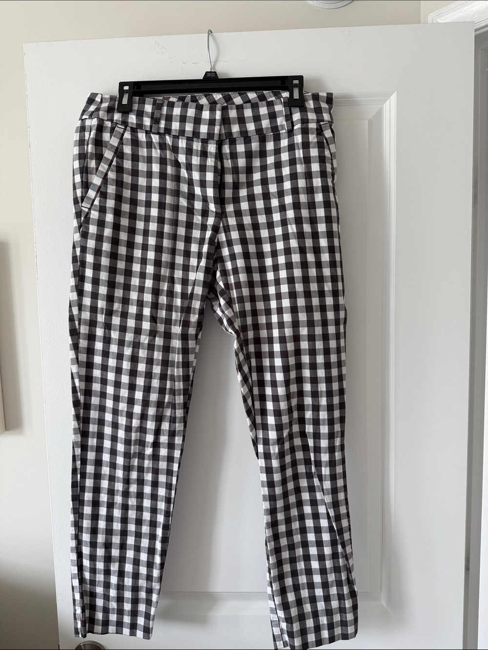 LOFT Black and White Gingham Chinos